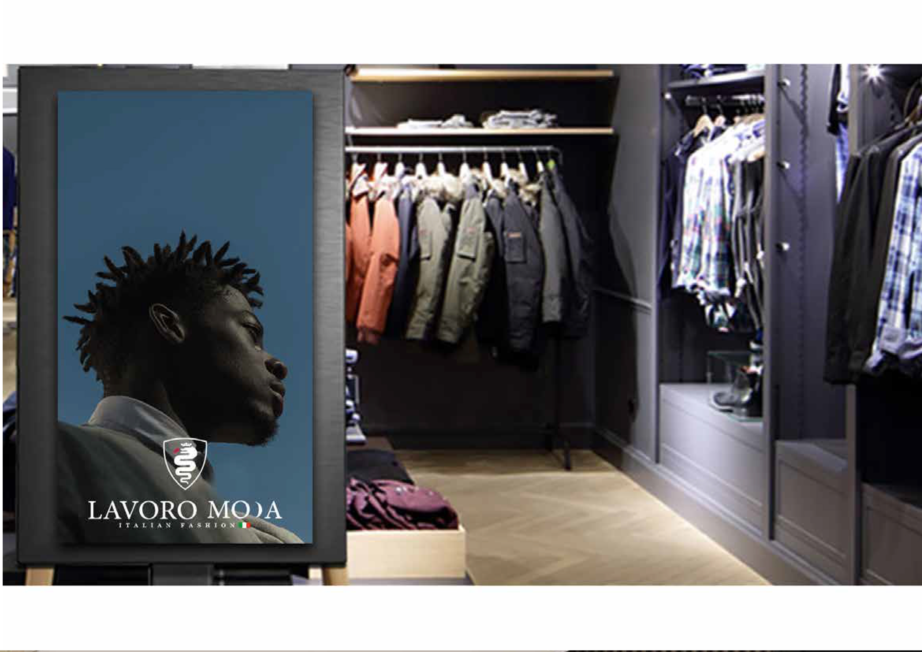 Lavoro Moda digital brand application showing website header and mobile app icon design